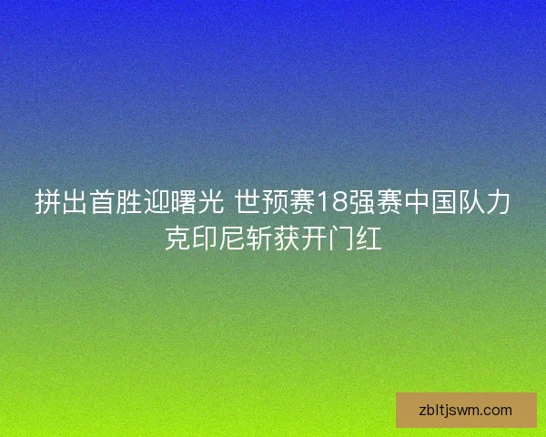 拼出首胜迎曙光 世预赛18强赛中国队力克印尼斩获开门红