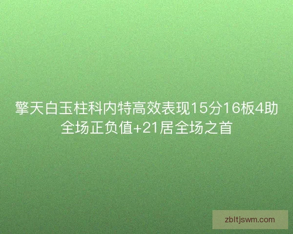 擎天白玉柱科内特高效表现15分16板4助全场正负值+21居全场之首